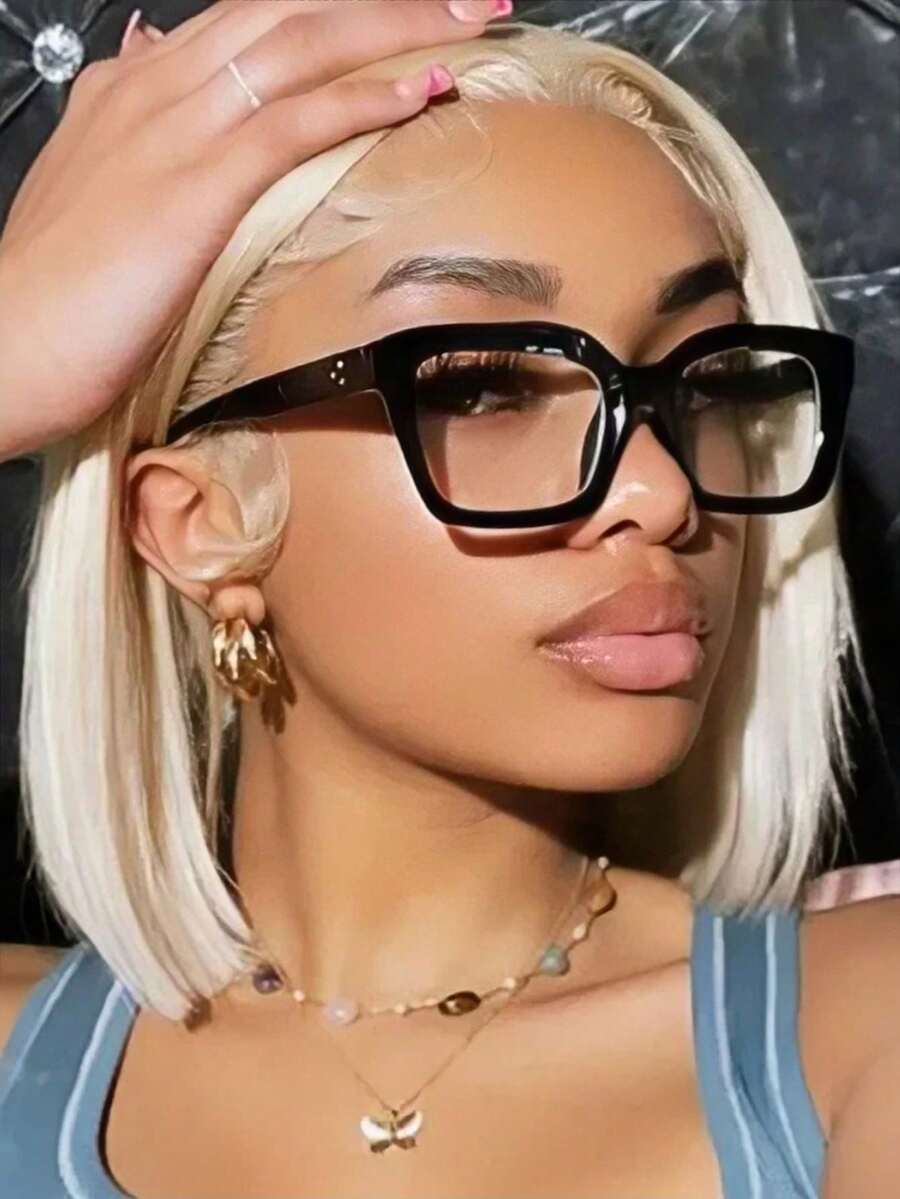 Gaming Accessories For Phone - 1 PC Square Frame Eyeglasses Clear