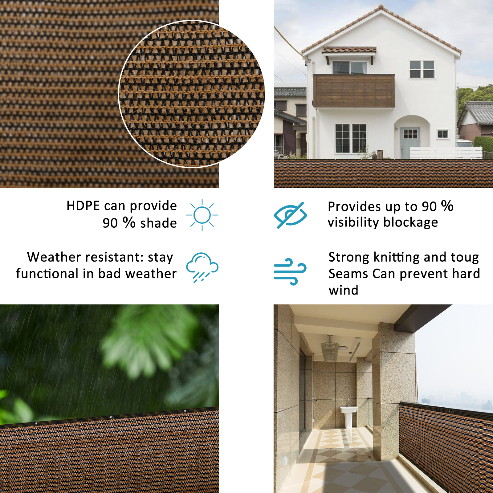 1/2Pcs Balcony Privacy Screen  - Case Mesh Panel avaliação e preço