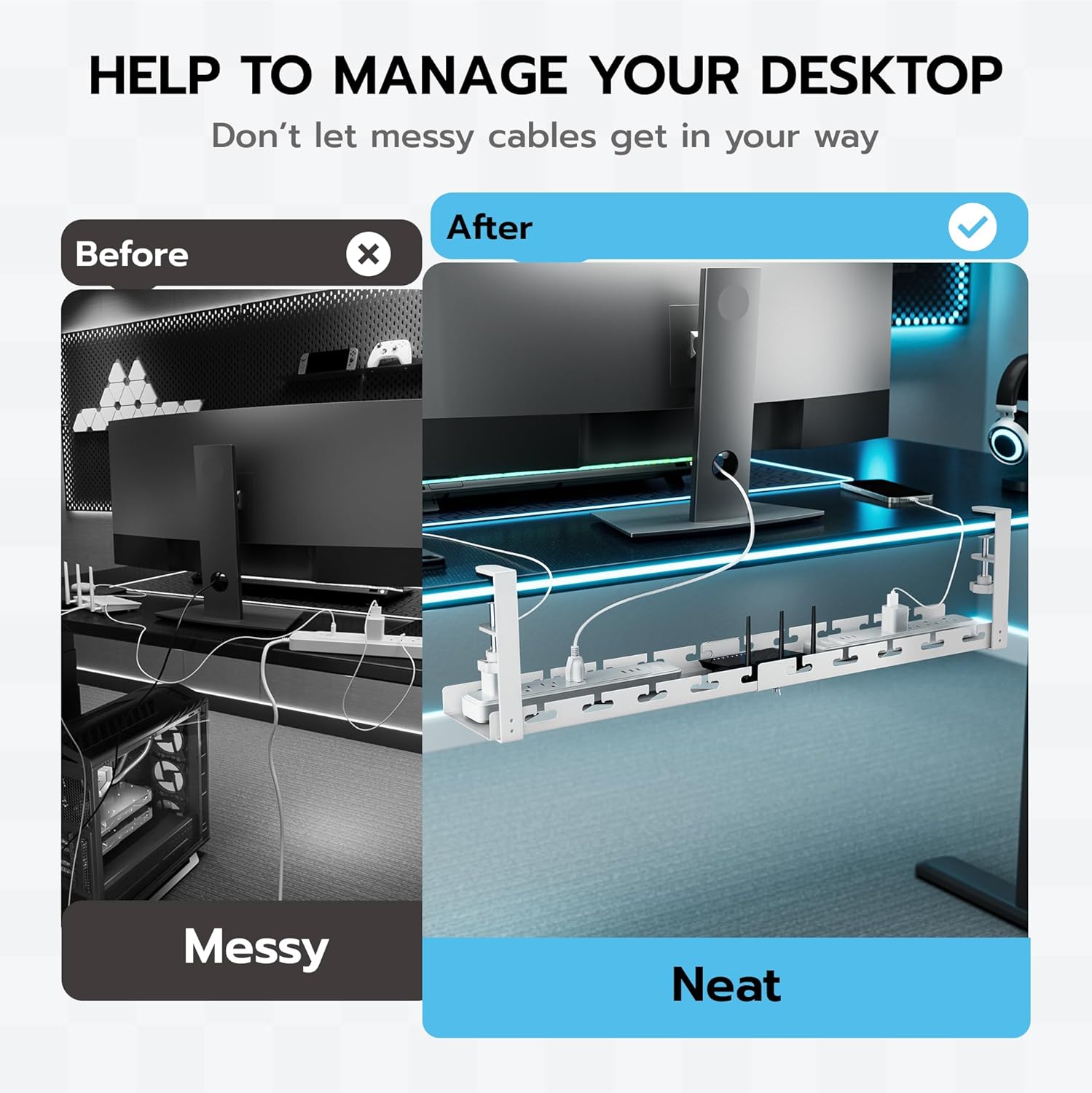 Extendable Under Desk Cable Ma - Gaming Accessories Organizer avaliação e preço