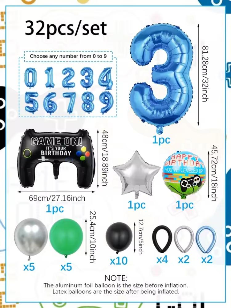 32PCS Game Theme Birthday Numb - Gaming Accessories Boys avaliação e preço