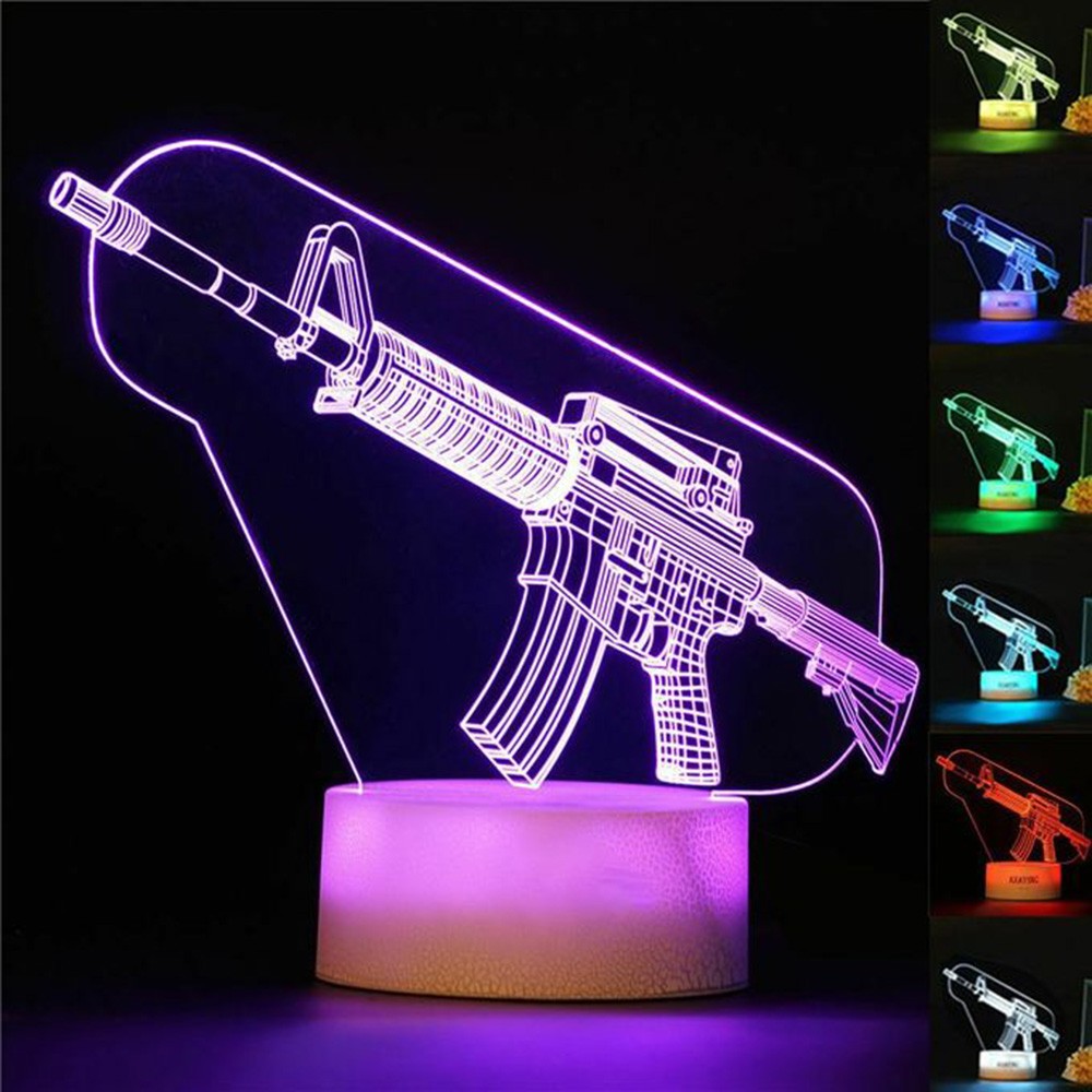 Game Rifle 3d Led Night Light  - Gaming Accessories Boys avaliação e preço