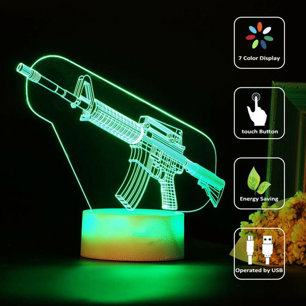Game Rifle 3d Led Night Light  - Gaming Accessories Boys avaliação e preço